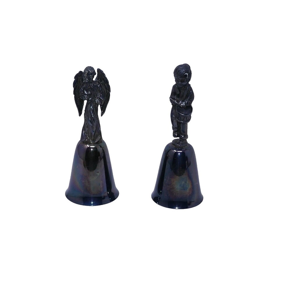 Reed & Barton NE New England Silver-plated Pewter Bells ~ Angel & Drummer Boy